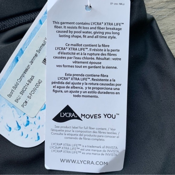 NWT Sporti Solid Compression Jammer Youth Swimsuit in Black - Picture 4 of 7